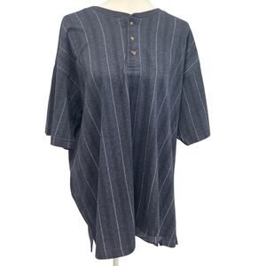 Basic Equipment Mens 2X PolyCotton Striped Short Sleeve Henley Shirt